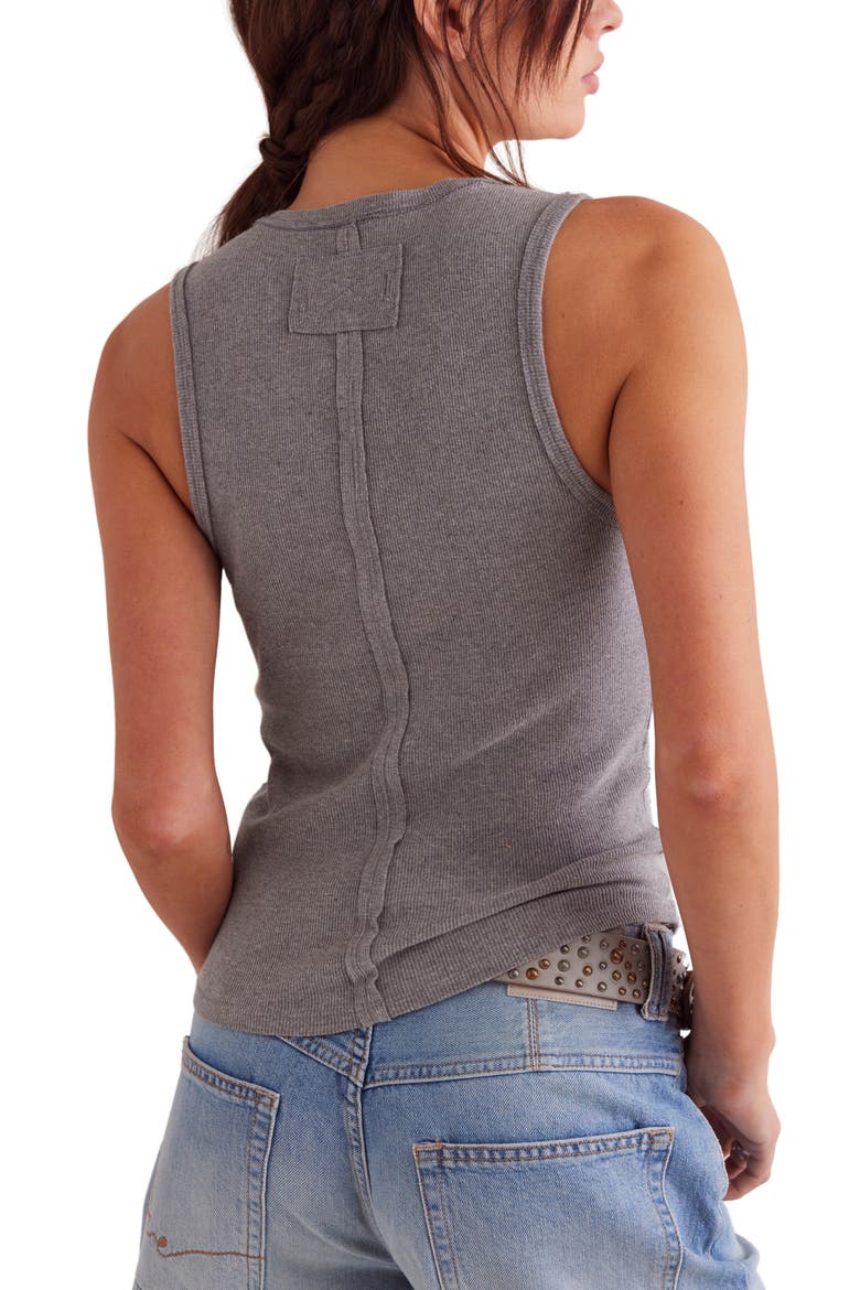 Neria Stretch Cotton Rib Tank, Alternate, color, HEATHER GREY