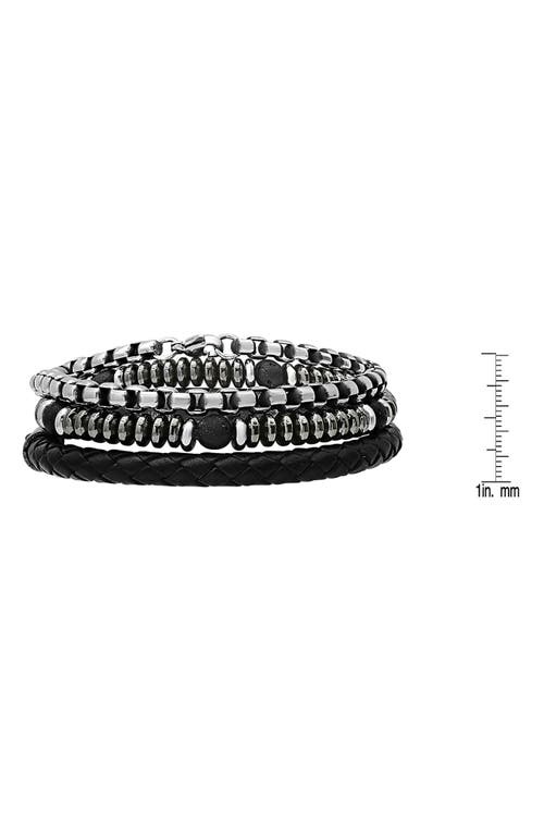 Hmy Jewelry Set Of 3 Assorted Bracelets In Black