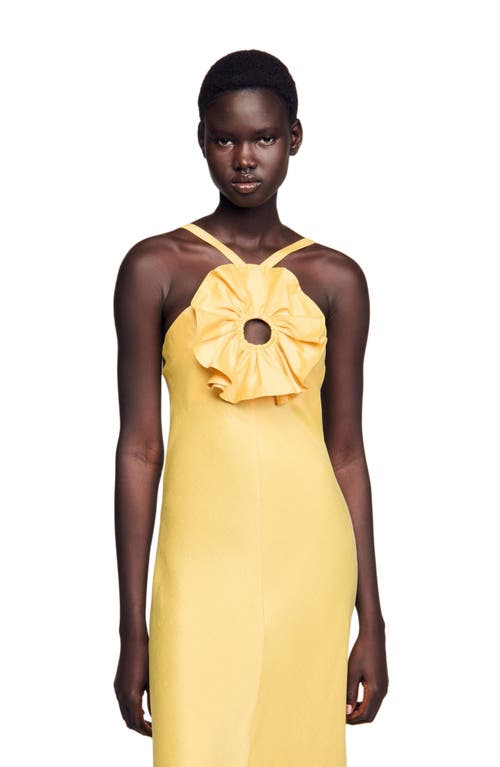 Sandro Floral Detail Maxi Dress In Yellow