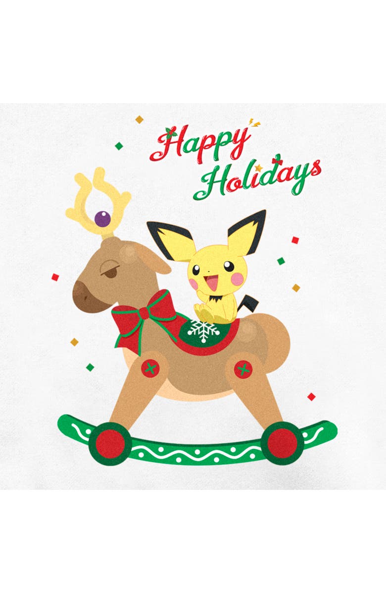 POKEMON Men's Pokemon Christmas Pichu Rocker  Sweatshirt, Alternate, color, White