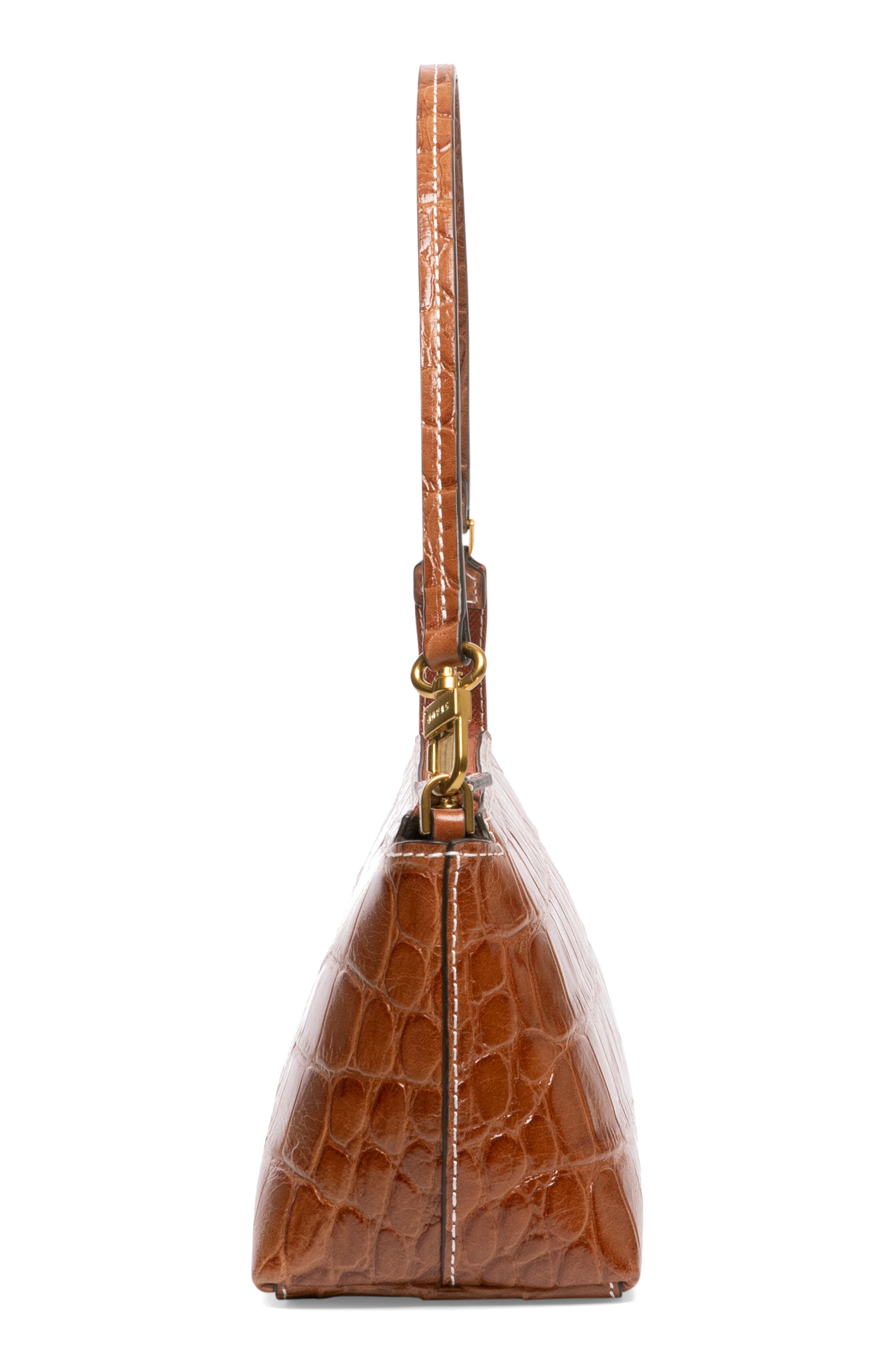 BIRKENSTOCK + STAUD Kaia Croc-Embossed Shoulder Bag, Alternate, color, SADDLE FAUX