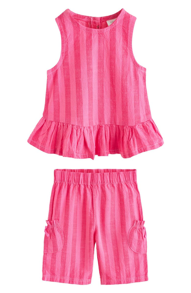 NEXT Stripe Peplum Top & Pants Set, Main, color, Red Stripe