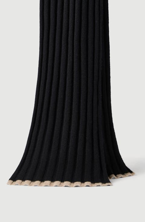 Cashmere rib knit scarf