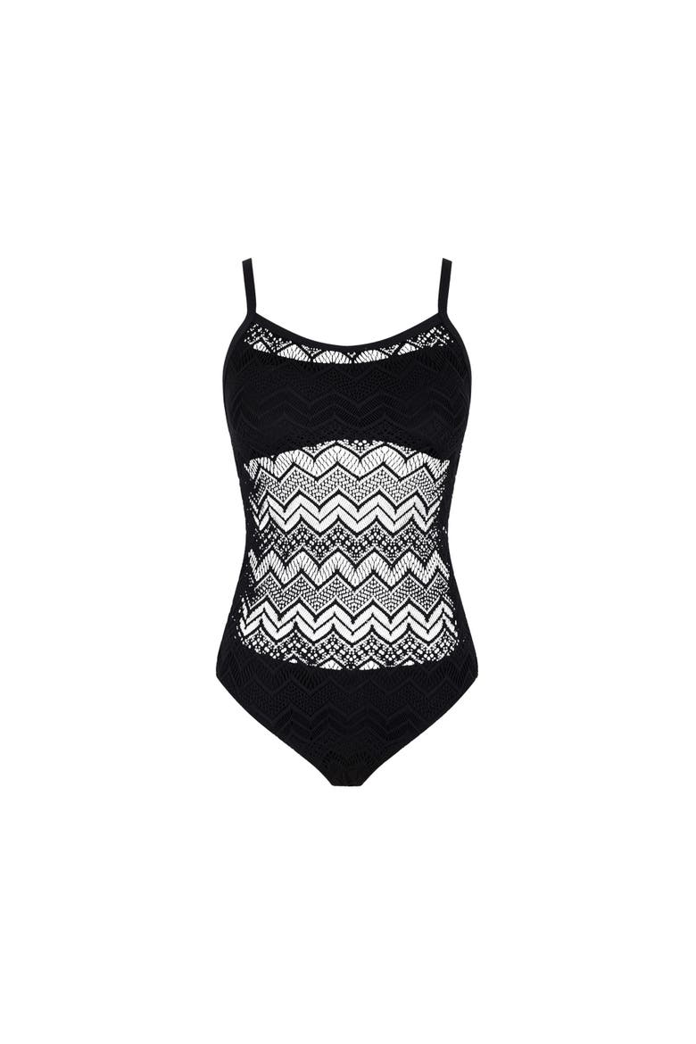 Lace One-piece Swimsuit, Main, color, black