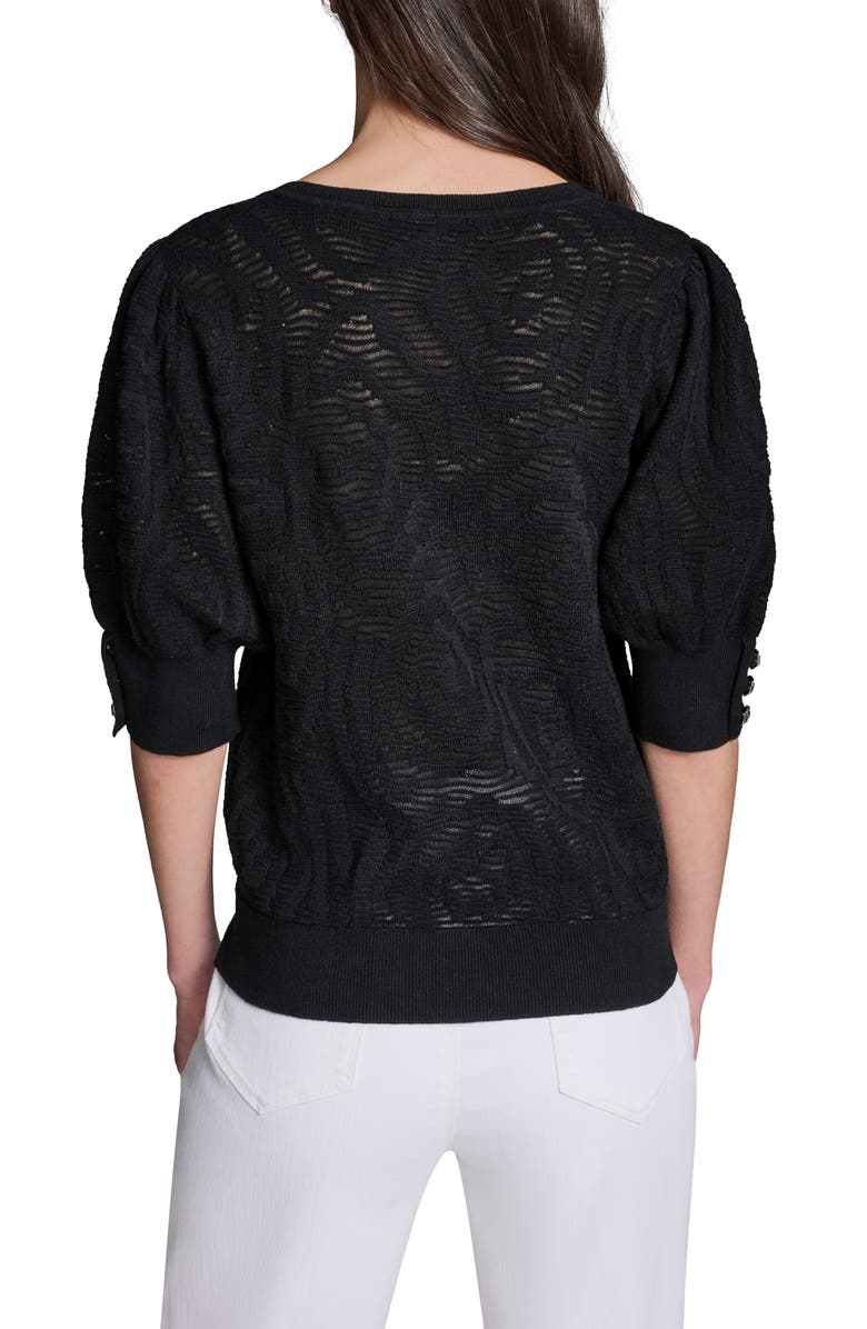 KARL LAGERFELD PARIS Floral Puff Sleeve Sweater, Alternate, color, 