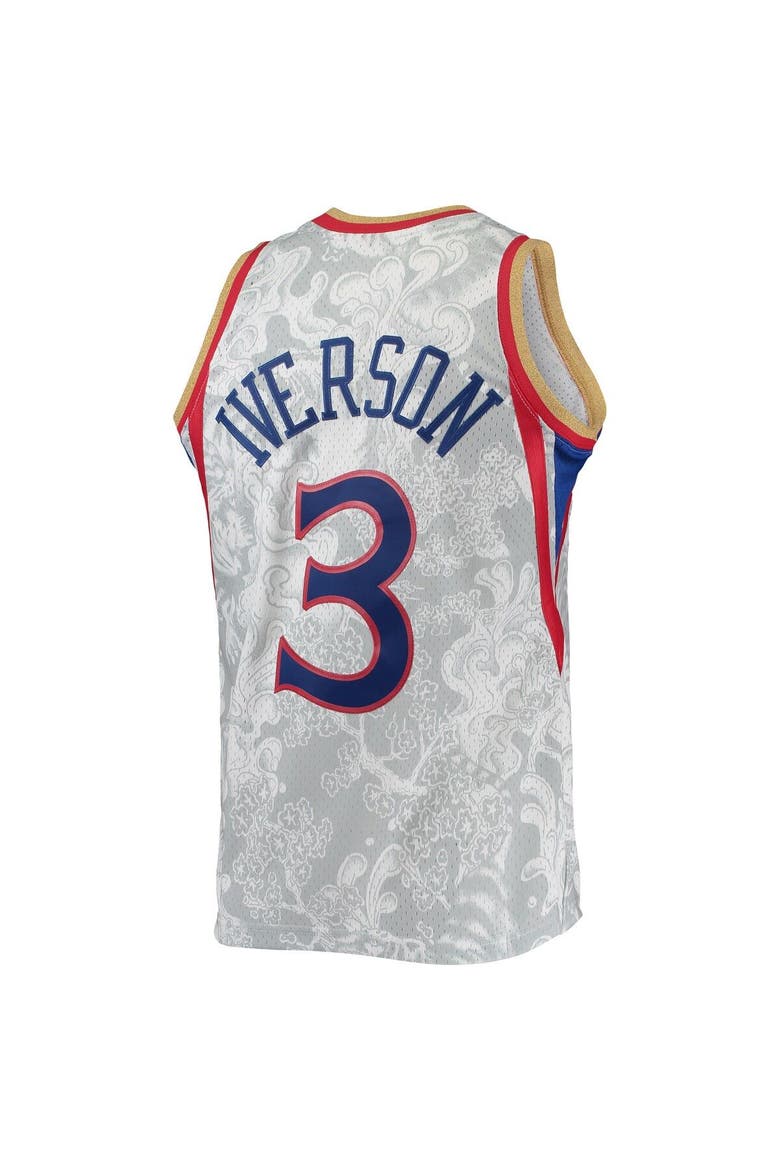Men's Mitchell & Ness Allen Iverson White Philadelphia 76ers Hardwood Classics 1996/97 Lunar New Year Swingman Jersey, Alternate, color, White