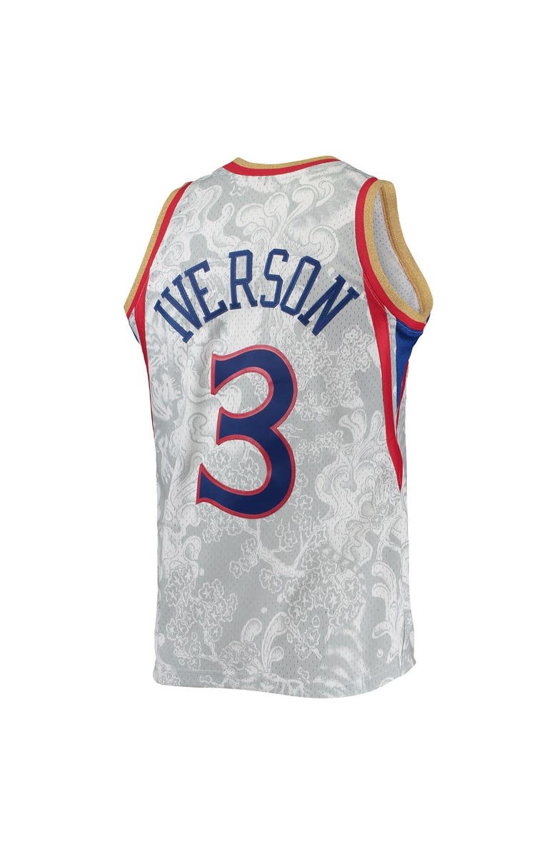 Mitchell & Ness Men's Mitchell & Ness Allen Iverson White Philadelphia 76ers Hardwood Classics 1996/97 Lunar New Year Swingman Jersey, Alternate, color,