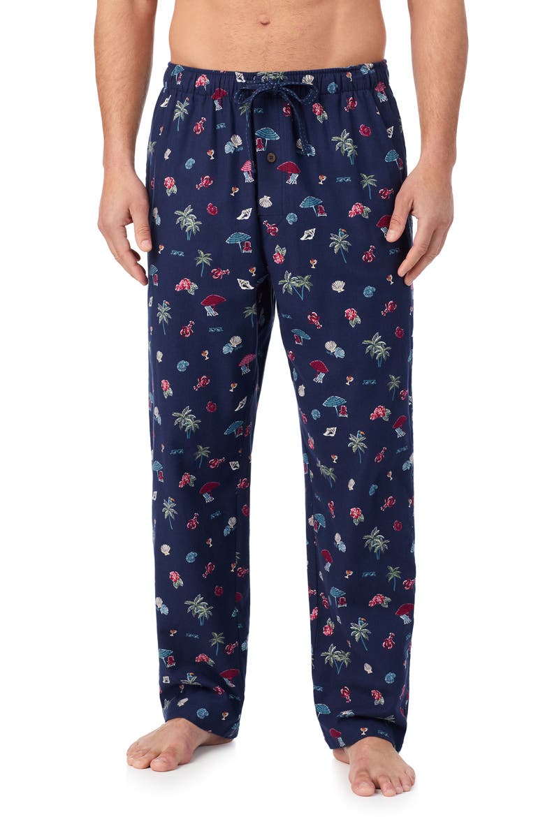 Cotton Flannel Drawstring Pajama Pants, Main, color, NAVY