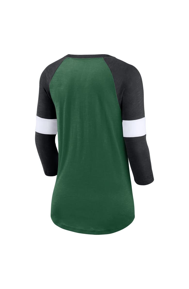 Nike Women's Nike New York Jets Heather Green/Heather Black Football Pride Raglan 3/4-Sleeve T-Shirt, Alternate, color, Heather Green