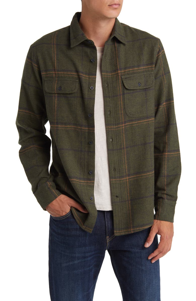 Treasure & Bond Trim Fit Plaid Flannel Shirt, Main, color, 