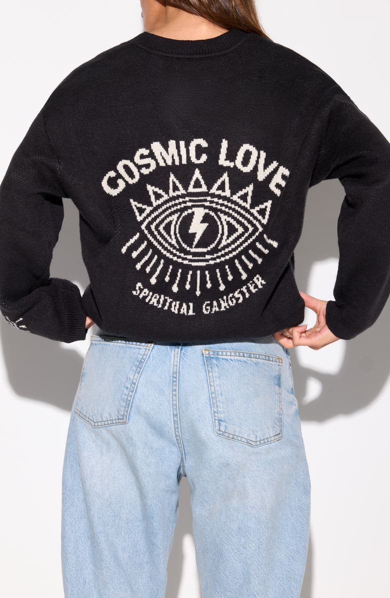 Spiritual Gangster Cosmic Love Delaney Cardigan, Alternate, color, Black
