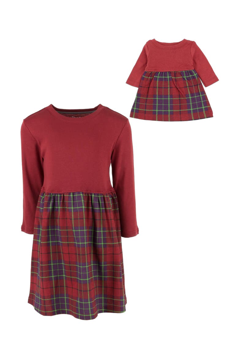 Girls Skirt Dress with Matching Doll Dress, 100% Cotton, Main, color, RED