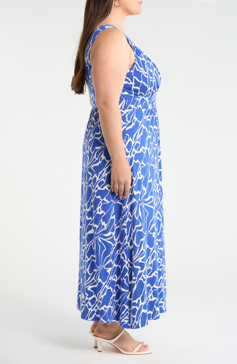 Loveappella Floral Sleeveless Jersey Maxi Dress, Alternate, color, Electric
