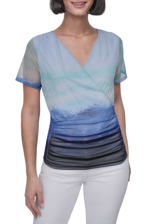 Ombré Colorblock Mesh Top