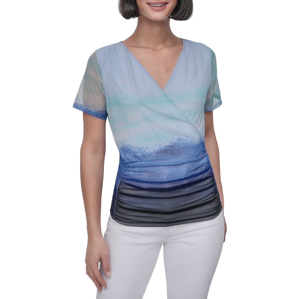 Dkny Ombré Colorblock Mesh Top In Seafoam Ombre Border