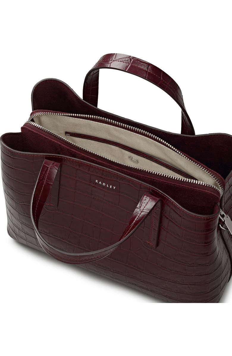 Radley Dukes Place - Faux Croc Medium Ziptop Satchel Bag, Alternate, color, Dark Cherry