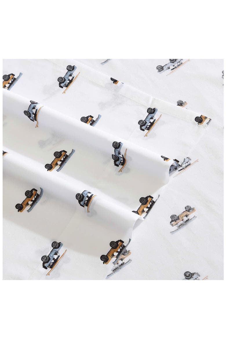 Out to the Beach 200 Thread Count Cotton Percale Sheet Set, Alternate, color, SKY/ ORANGE