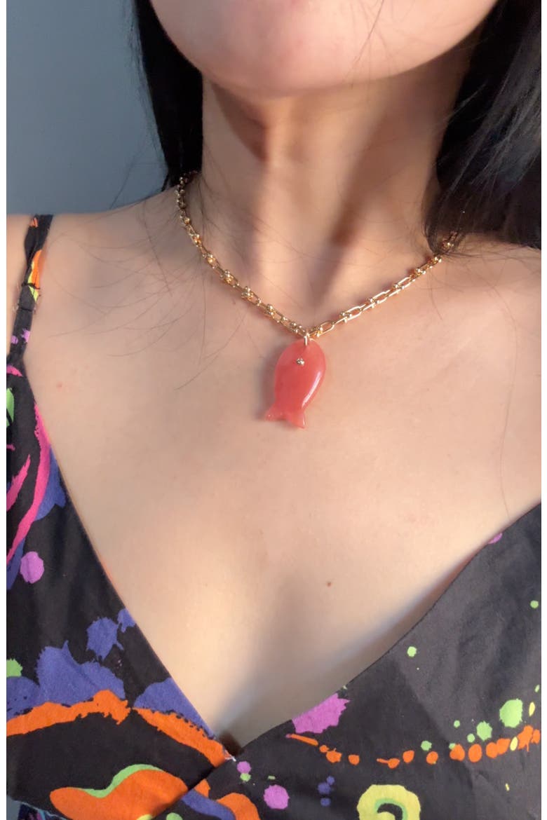 Stone Fish Pendant Necklace, Alternate, color, GOLD