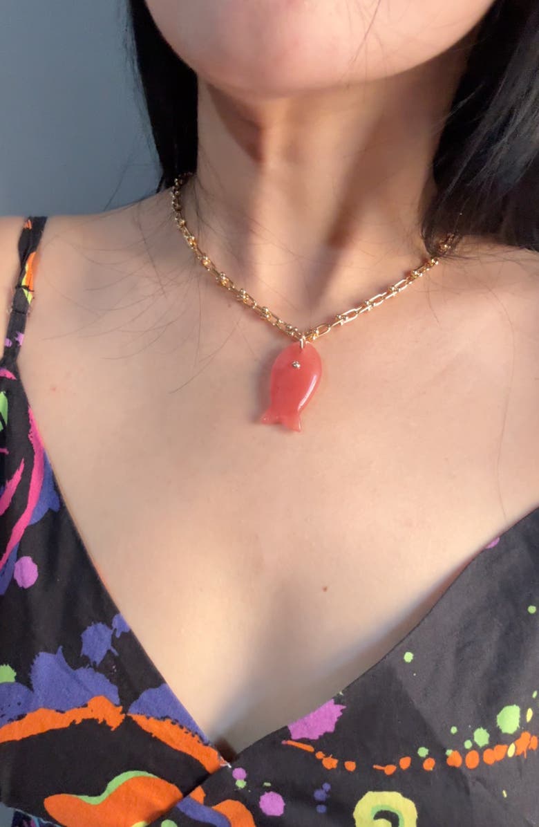 MacRae & Co. Stone Fish Pendant Necklace, Alternate, color, Gold