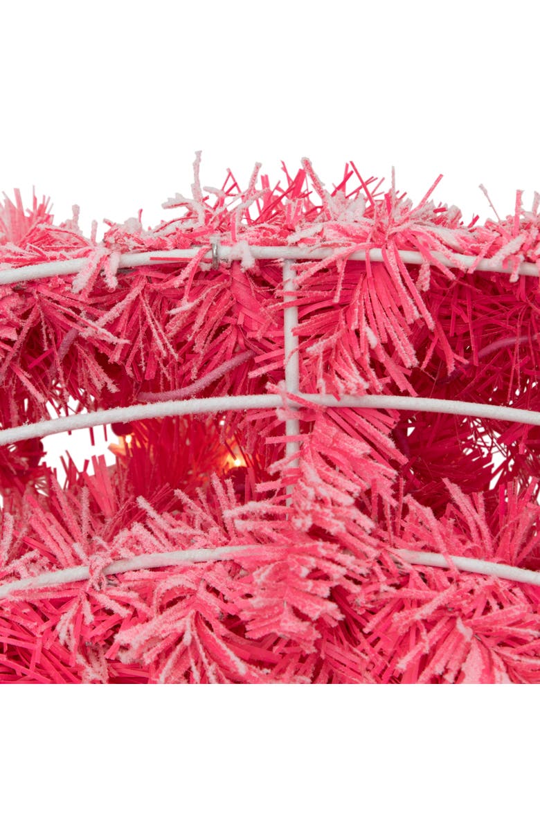 Northlight Pre-Lit Flocked Pink Artificial Christmas Wreath - 36 Inch, Clear Lights, Alternate, color, Pink