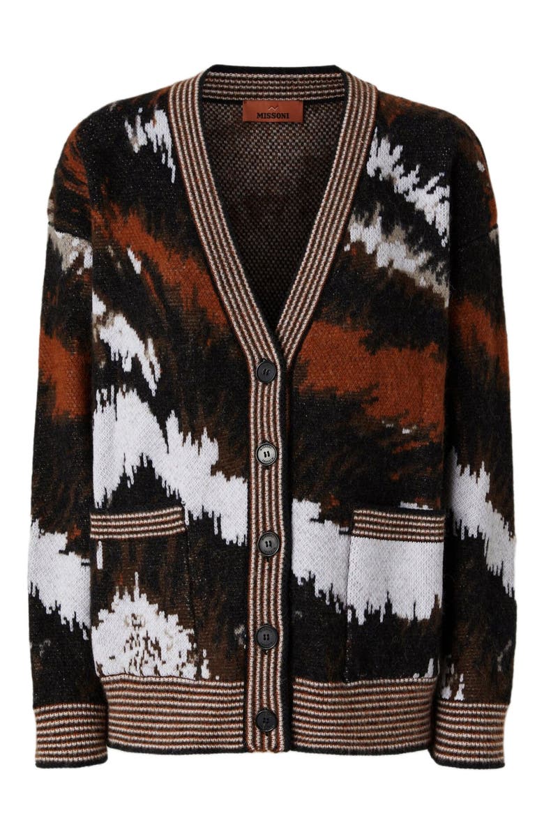 Missoni Oversized Cardigan In Tiger Pattern Knit, Alternate, color, Rust & Black