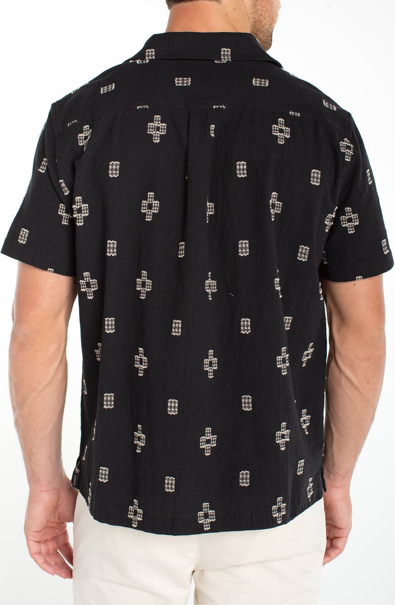 Liverpool Los Angeles Geometric Jacquard Cotton Camp Shirt, Alternate, color, Black Parchment