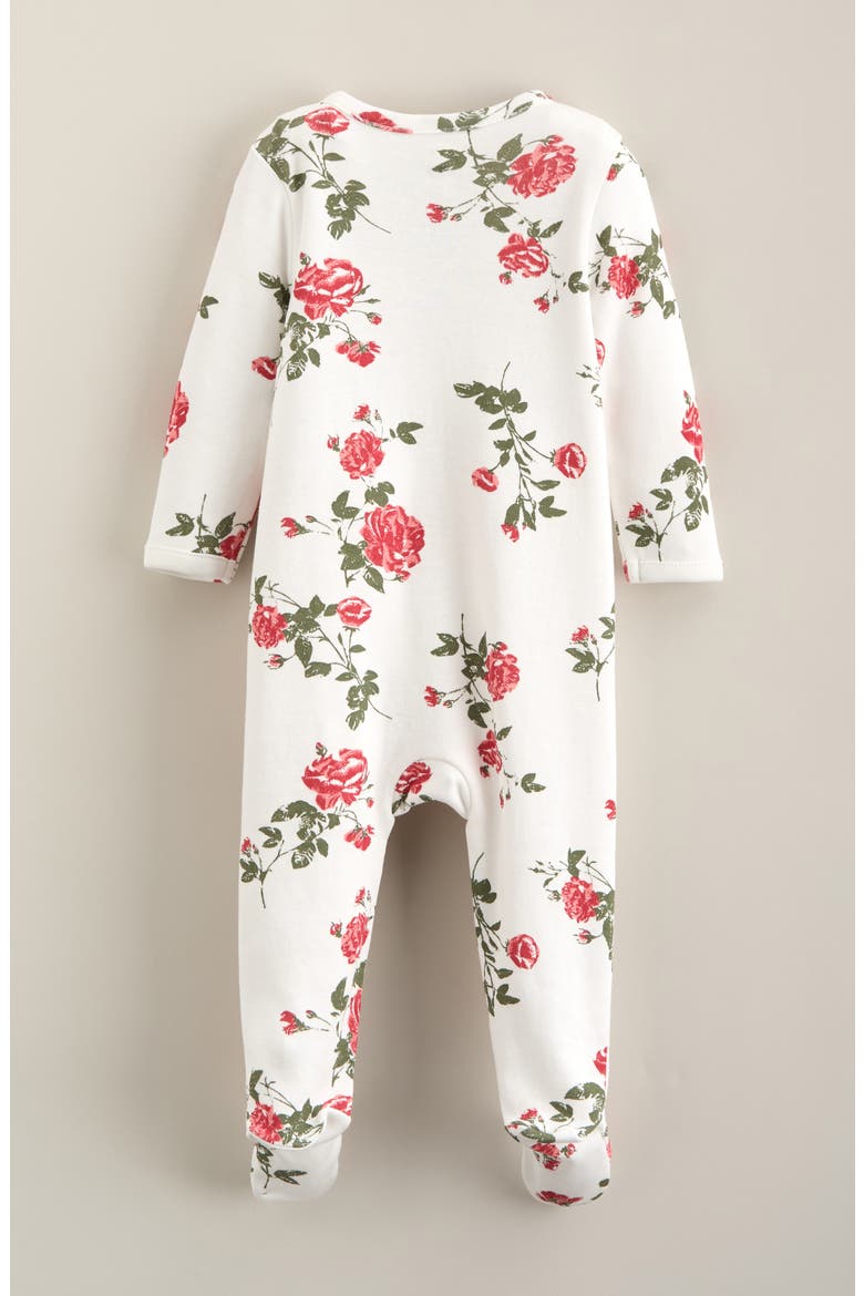 Print Cotton Footie Romper, Alternate, color, IVORY EGRET MOOD FLORAL
