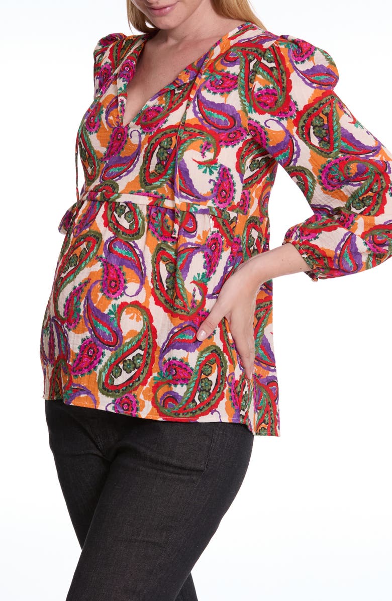 Cache Coeur Latina Long Sleeve Maternity/Nursing Top, Alternate, color, Paisley Multi