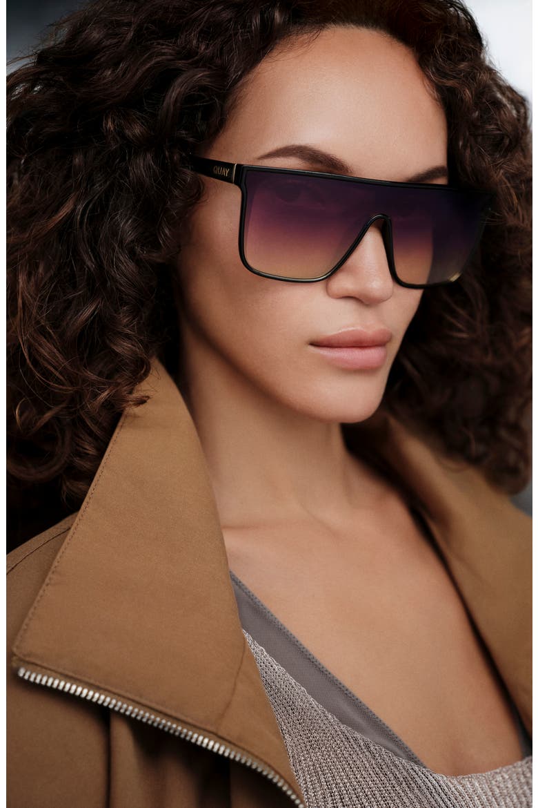 Nightfall Medium 138mm Shield Sunglasses, Alternate, color, BLACK/ IRIS GLOW