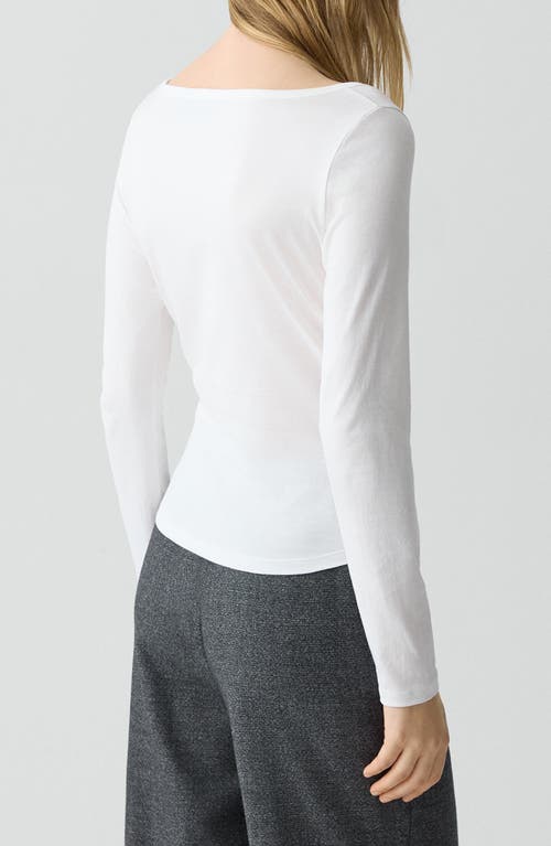 Theory Square Neck Long-sleeve Tee In Organic Cotton In White