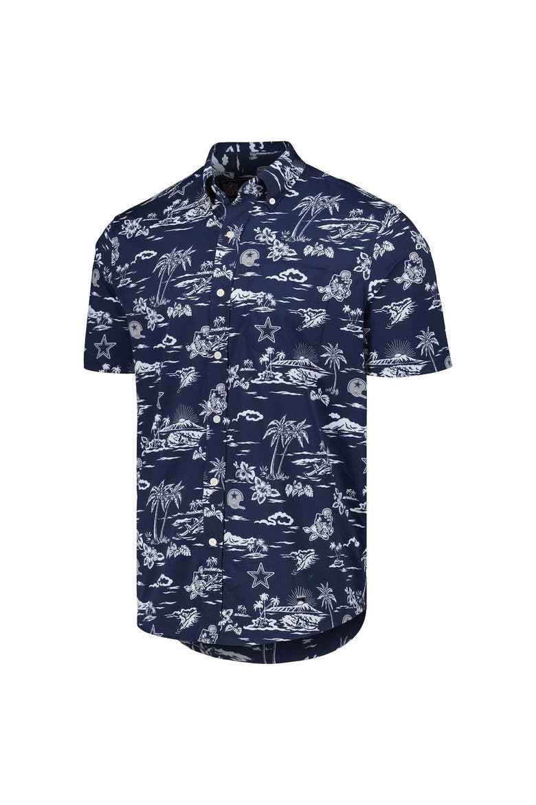 Men's Reyn Spooner Navy Dallas Cowboys Throwback Kekai Print Button-Up Shirt, Alternate, color, Navy
