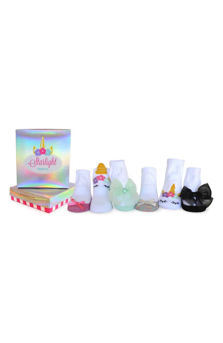Trumpette Sabrina Assorted 6-Pack Embellished Unicorn Socks, Main, color, Assorted Pastel