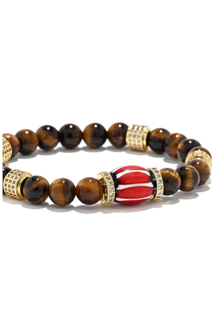Bradley Pavé Beaded Stretch Bracelet, Alternate, color, BROWN/ GOLD/ RED