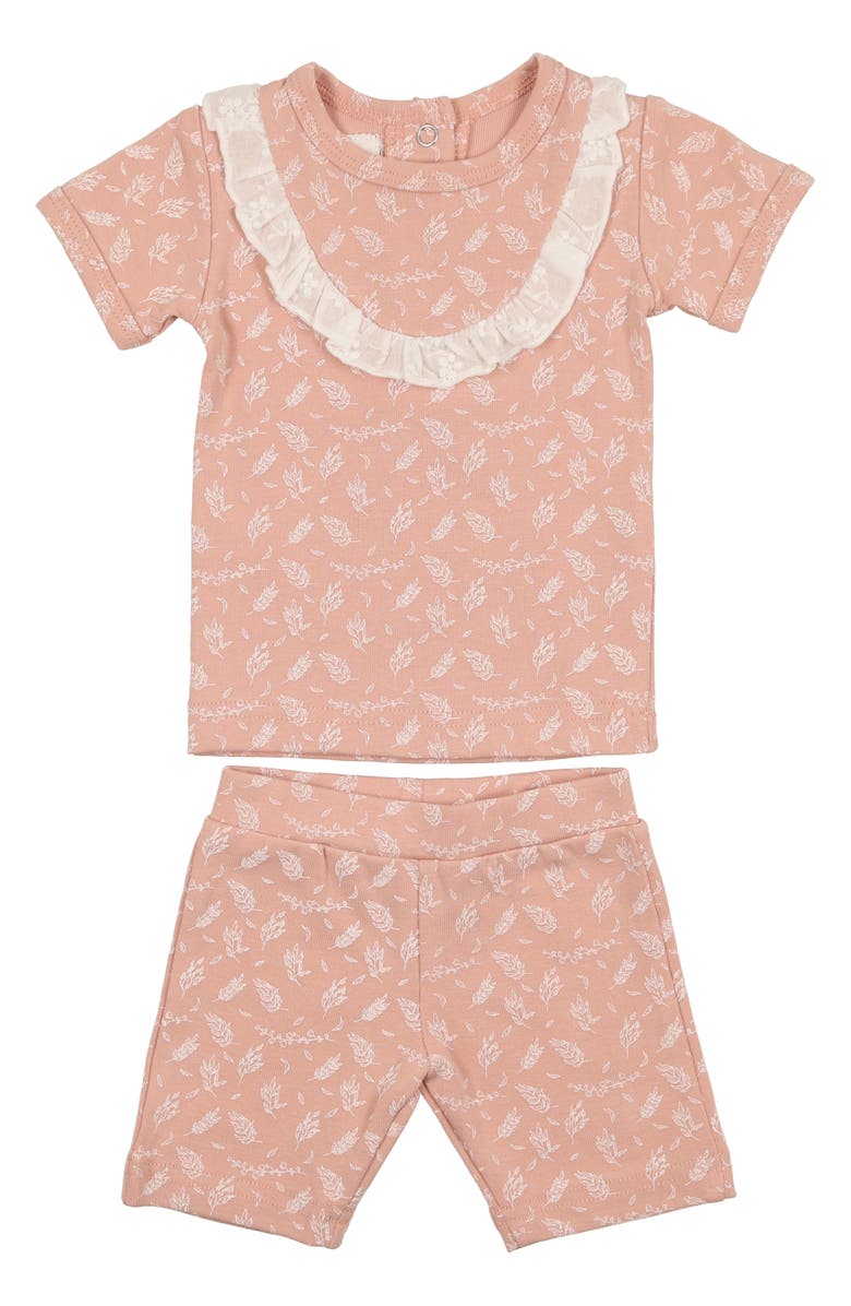 Manière Leaves & Branches Print T-Shirt & Shorts Set, Main, color, Pale Pink