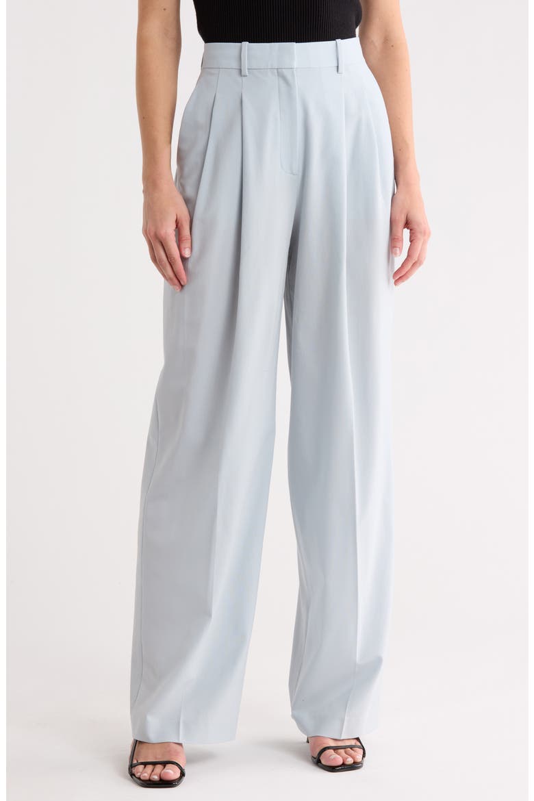 Double Pleat Wool Blend Trousers, Main, color, SKYWRITING