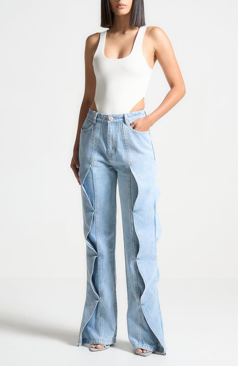 Manière De Voir Manon Double Layer High Leg Bodysuit, Alternate, color, Off White