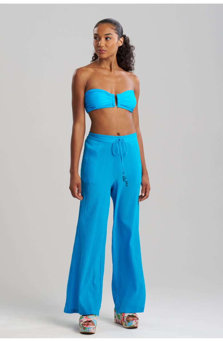 Natori Cotton Gauze Pants with Tassel, Main, color, Blue