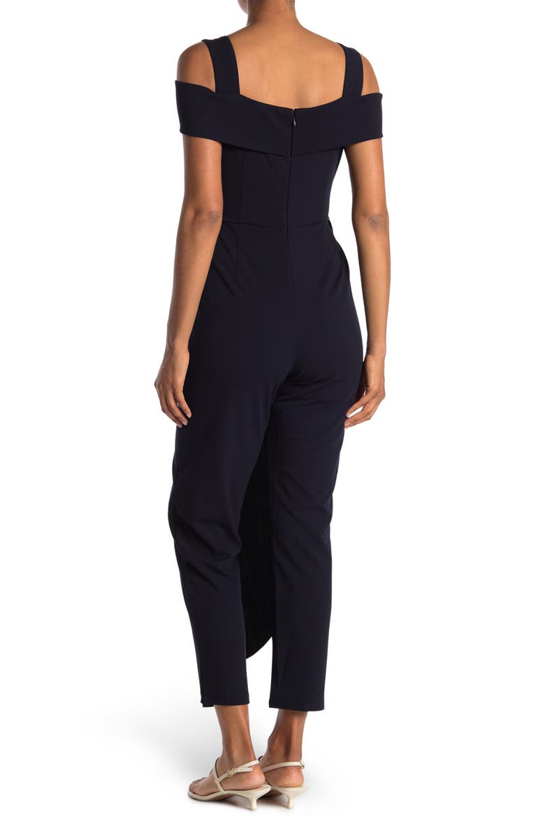 Marina Cold Shoulder Waist Tie Overlay Jumpsuit, Alternate, color, 