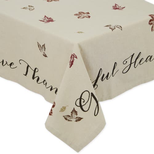 Dii Rustic Leaves Print Tablecloth 60x84 In Brown