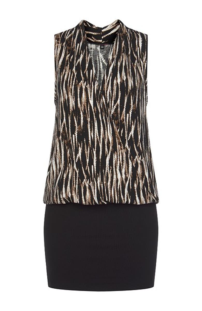 LASCANA Women's 2-In-1 Printed Dress, Alternate, color, Black Printed