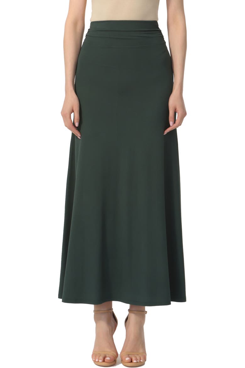 Women's Waist Ruched Maxi Skirt, Main, color, Forest Green