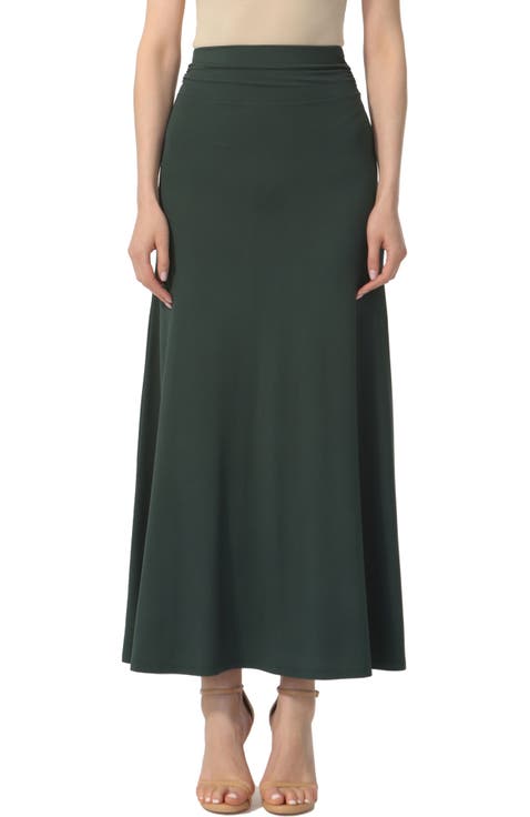 Women's Waist Ruched Maxi Skirt