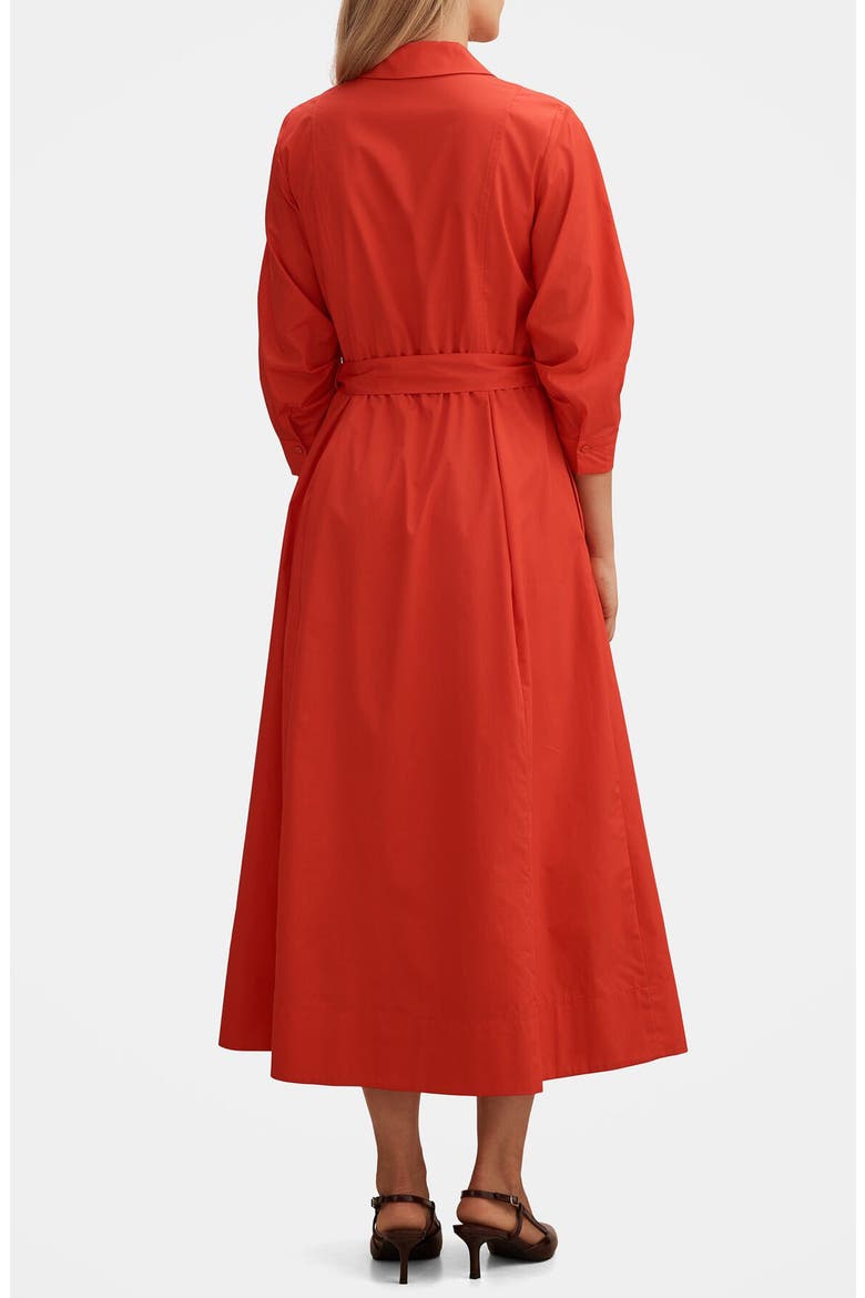 Sally Tie Belt Cotton Midi Shirtdress, Alternate, color, RED