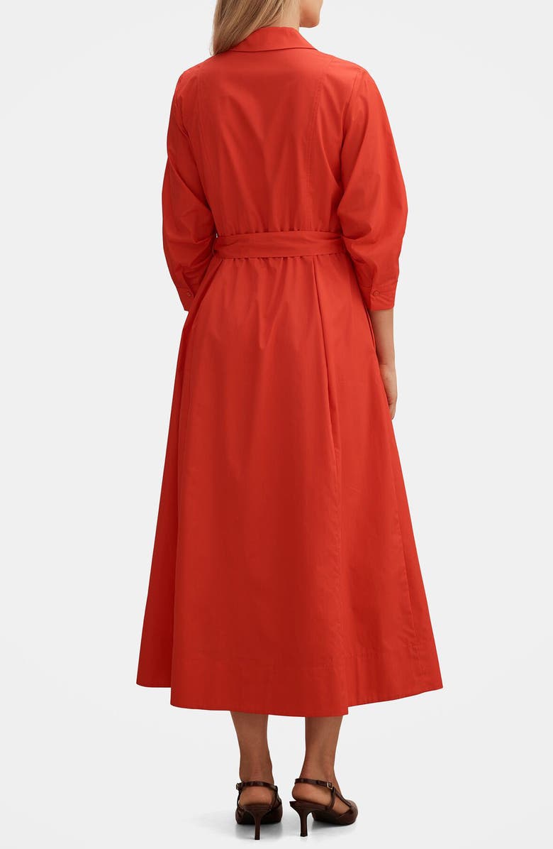 Ever New Sally Tie Belt Cotton Midi Shirtdress, Alternate, color, Red