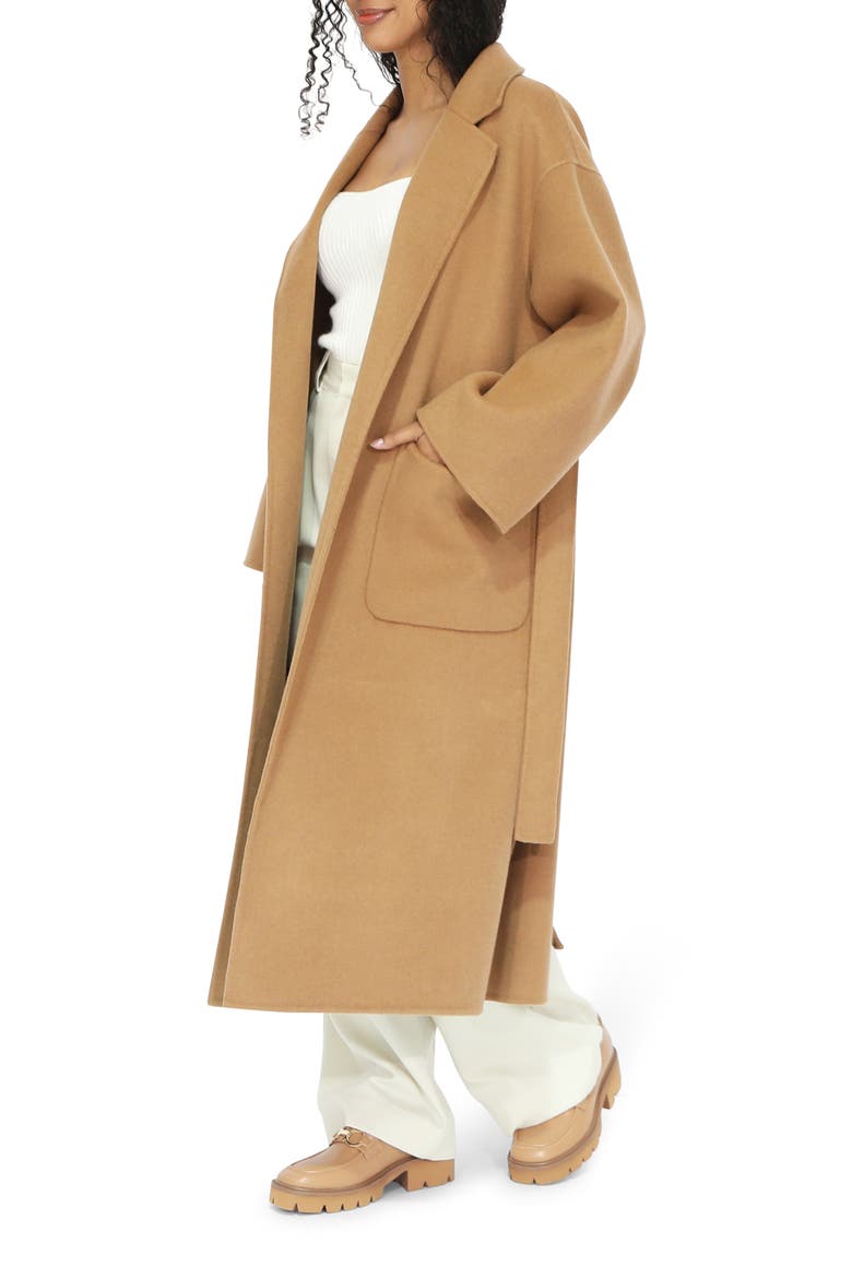 Wide Awake Split Hem Wool Blend Coat, Alternate, color, CAMEL