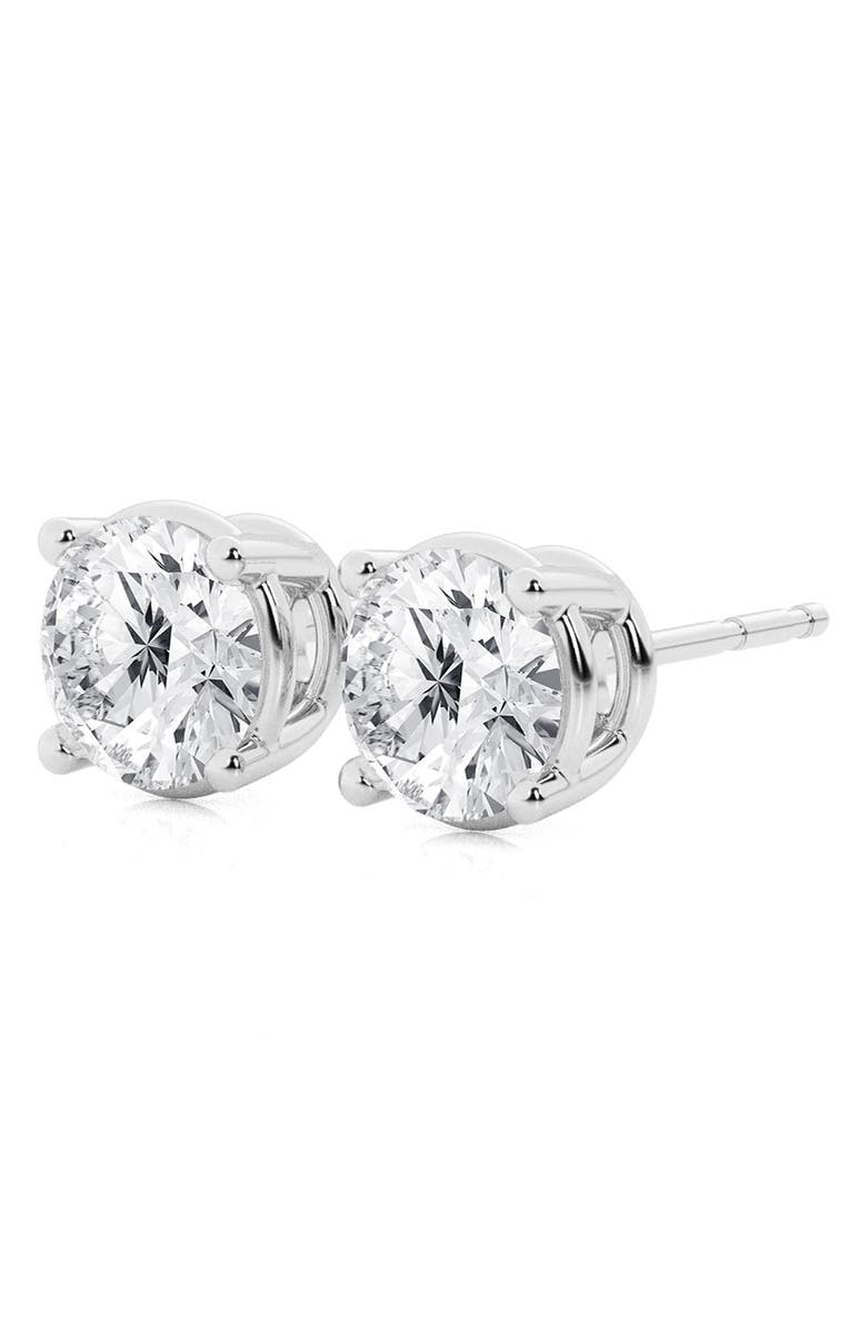Badgley Mischka Collection 14K Gold Round Cut Near Colorless Lab-Created Diamond Stud Earrings - 1.5ct, Main, color, 1.5 Ctw White Gold