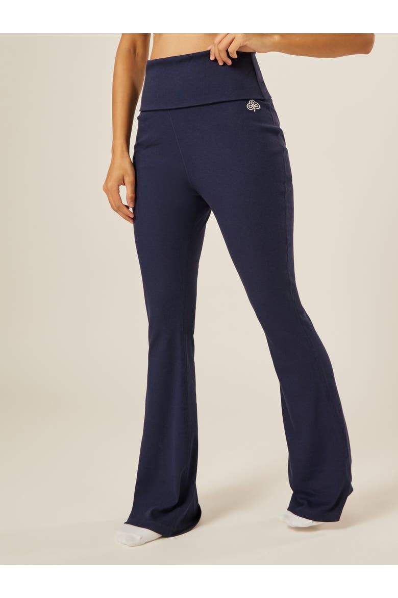 Essential Everyday Foldover Flared Pants, Alternate, color, Midnight
