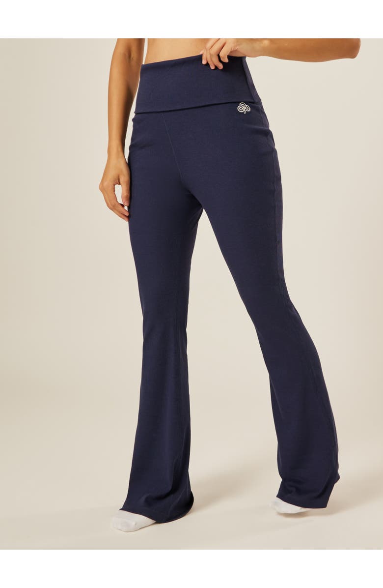 Be Athletica Essential Everyday Foldover Flared Pants, Alternate, color, Midnight