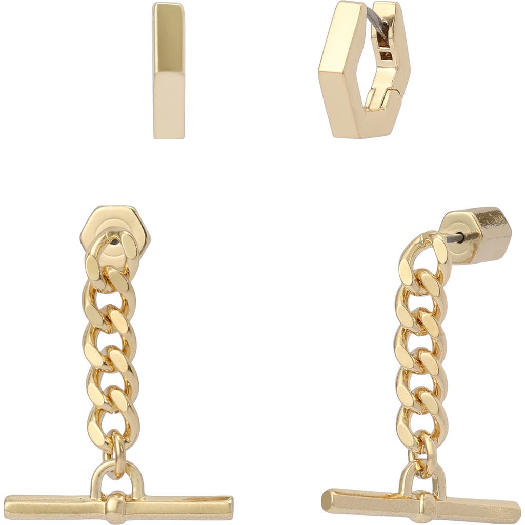 Allsaints Set Of 2 Hoop And Drop Earrings In Brown