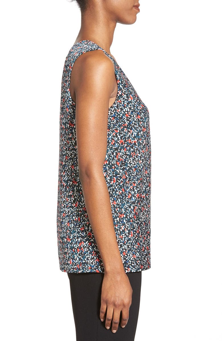 Classiques Entier<sup>®</sup> Pleat V-Neck Print Stretch Silk Shell, Alternate, color,